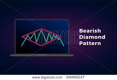 Diamond Pattern - Bearish Formation Continuation Figure, Chart Technical Analysis. Vector Stock, Cry