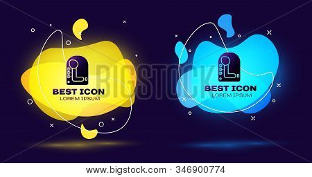 Black Gear Shifter Icon Isolated On Blue Background. Transmission Icon. Set Abstract Banner With Liq