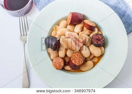 Homemade Spanish Traditional Beans With Chorizo And Morcilla