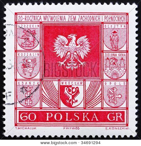 Postage stamp Poland 1965 Polish Eagle, Coat of Arms