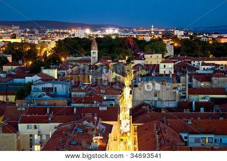 Zadar poloostrov Calle Larga Panorama večer