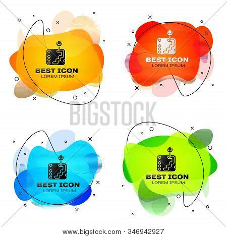 Black Gear Shifter Icon Isolated On White Background. Transmission Icon. Set Abstract Banner With Li