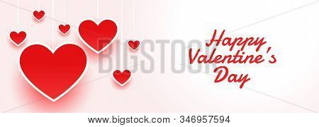 Happy Valentines Day Atractive Banner With Hearts