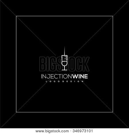 Creative Logo Design Of Injection And Wine With Black Background - Eps10 - Vector.