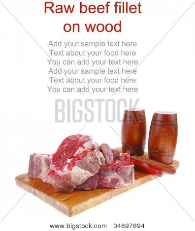 beef fresh raw steak on wood cut board ready to cooking