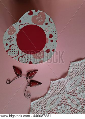 Symbol Of Valentine's Day. A Box In The Shape Of A Heart With The Inscription 