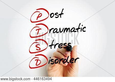 Ptsd - Posttraumatic Stress Disorder Acronym With Marker, Medical Concept Background