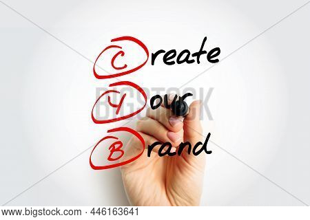 Cyb - Create Your Brand, Acronym With Marker, Business Concept Background