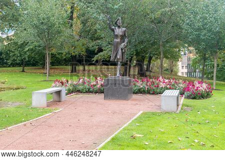 Oslo, Norway - September 24, 2021: Bronze Statue Of Crown Princess Martha Of Norway, By Kirsten Kokk