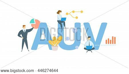 Auv, Average Unit Volume. Concept With Keyword, People And Icons. Flat Vector Illustration. Isolated