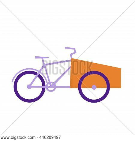 Cargo Bike. Bakfiets Bicycle With Cart. Flat Vector Illustration