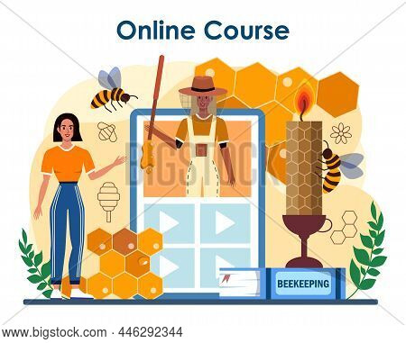 Hiver Or Beekeeper Online Service Or Platform. Apiculture Farmer