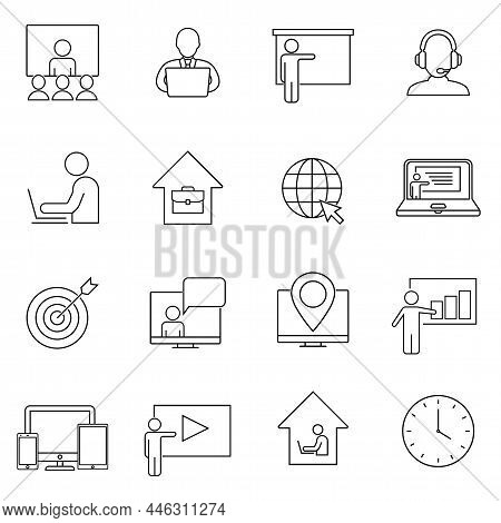 Simple Set Of Freelance Work Related Vector Line Icons. Contains Such Icons As Remote Work, Professi