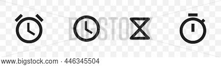 Set Of Timer Vector Icons On Transparent Background. Timer Stopwatch Clock Countdown Icons Collectio