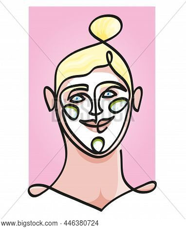 One Line Drawing Of Woman Making Clay Facial Mask.
One Continuous Line Drawing Of Spa And Beauty Car