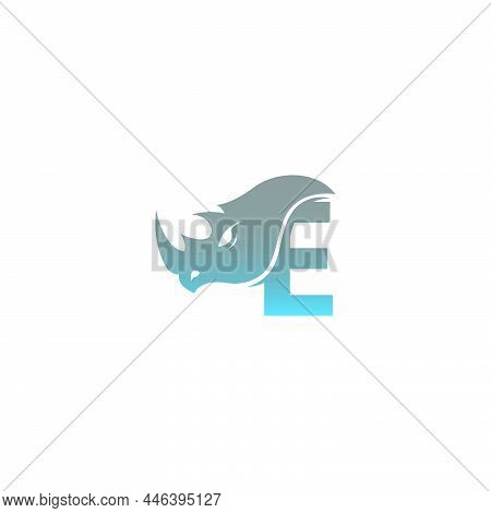 Letter E With Rhino Head Icon Logo Template Vector