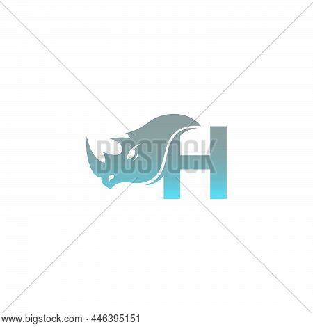 Letter H With Rhino Head Icon Logo Template Vector
