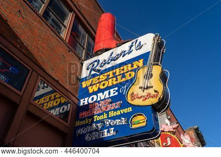 Nashville, Tennessee - January 10, 2022: Roberts Western World, A Famous  Tonk Bar With Live Music, 
