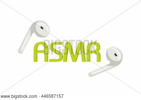 Asmr Logo For Splash Screen. Autonomous Sensory Meridional Response. Wireless Headphones As A Symbol