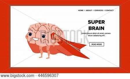 Super Brain With Success Knowledge And Idea Vector. Super Brain Superhero Wearing Cape Clothing Acce