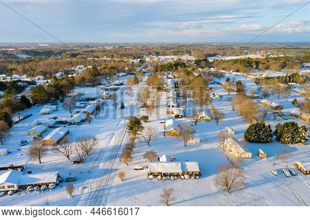 Panorama The Aerial View Of Winter Season A Boiling Springs Small Town Of Residential District At Su