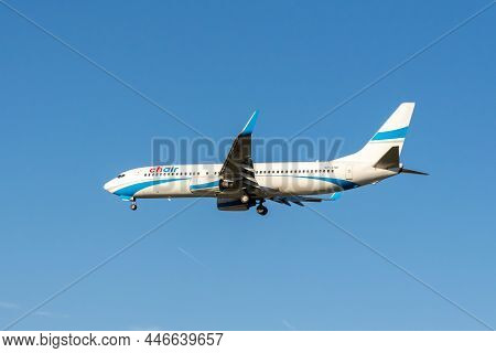 Pyrzowice, Poland -13.10.2021 - Landing Chair Plane At The Airport In Pyrzowice