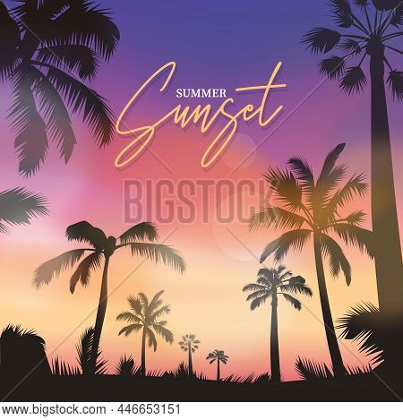 Abstract Realistic Sunset Scene Background Vector Design Illustration