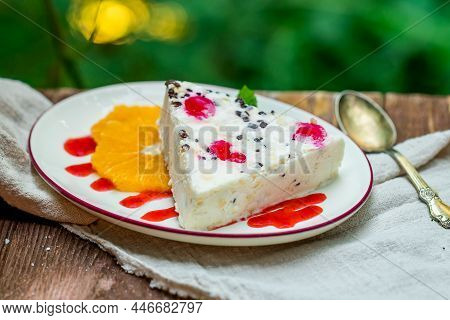 Homemade Ice Cream Cassata Macro Close Up
