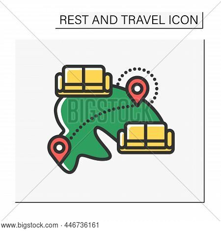 Couchsurfing Color Icon. Accommodation, Hospitality Exchange. Budget Tourism. Accessible Traveling. 