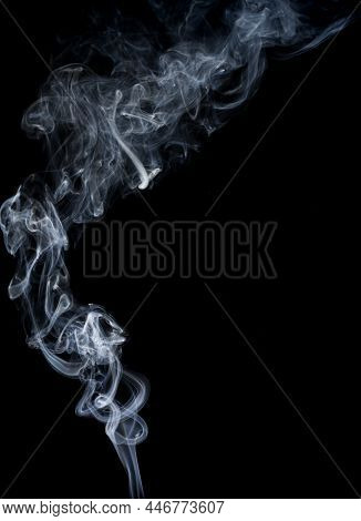 White Smoke On Black Background. Abstract White Smoke.