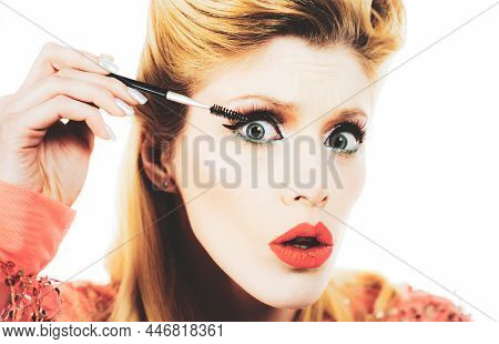 Eyebrows Concept. Retro Natural Eyebrows And Eyelashes