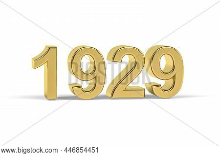 Golden 3d Number 1929 - Year 1929 Isolated On White Background - 3d Render
