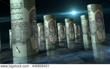 Oman Rial Money Banknotes Roll 3D Illustration