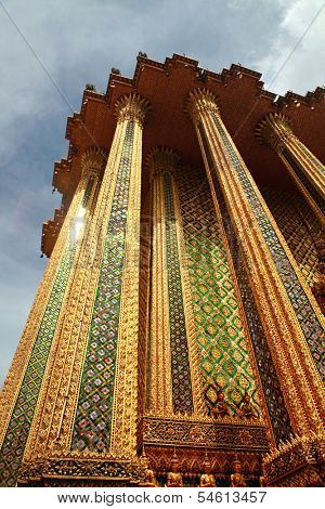 closeup the beautiful Buddhist temple gable at Thailand 