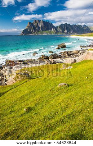 Beautiful View To Eggum Beach In Norway, Lofoten Islands