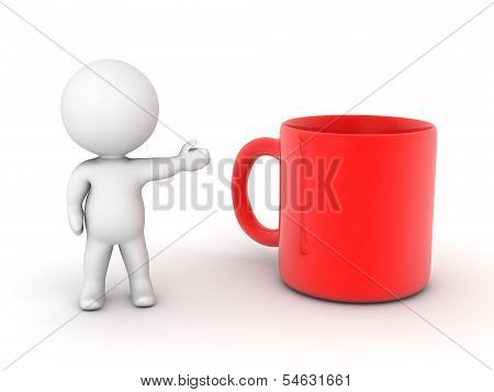 3D man showing red cup