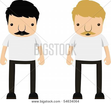 cartoon mustache man, vector