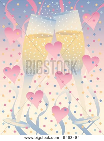 Champagne viering met hart