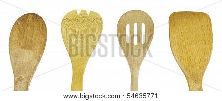 Wooden Kitchen Utensils Isolated