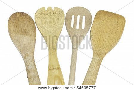 Wooden Kitchen Utensils Isolated