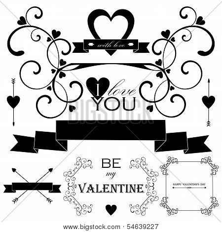 Decorative set of artistic valentin's day elements