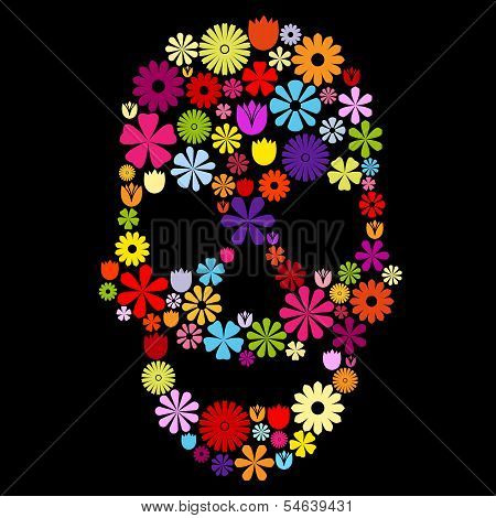 Flower Skull In Colors