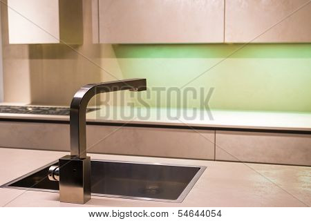 Modern Tap Faucet In Kitchen