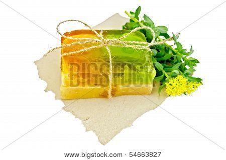 Soap Homemade With Rhodiola Rosea On Paper