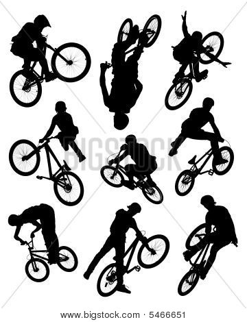 Motorrad Stunt Silhouetten