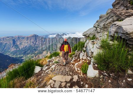 Pico Ruivo and Pico do Areeiro mountain peaks in  Madeira, Portugal