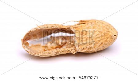 peel of peanut close-up on the white background