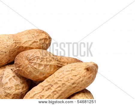White background and peanuts left