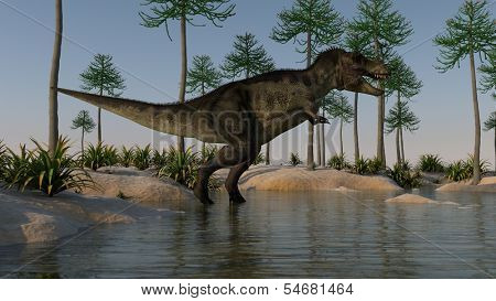 tyrannosaurus on shore