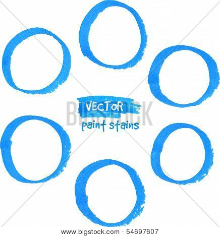 Blue marker paint vector circles set